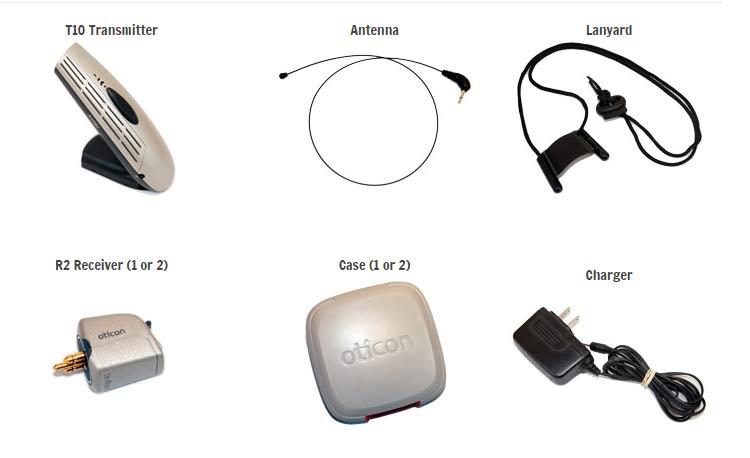 T10 Transmitter, Antenna, Lanyard, R2 Receiver, Case and Charger