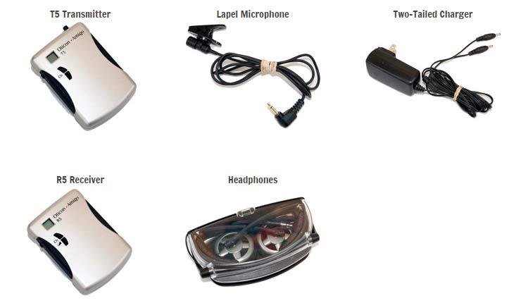 T5 R5 Components Transmitter, Microphone, Charger, Receiver, Headphones