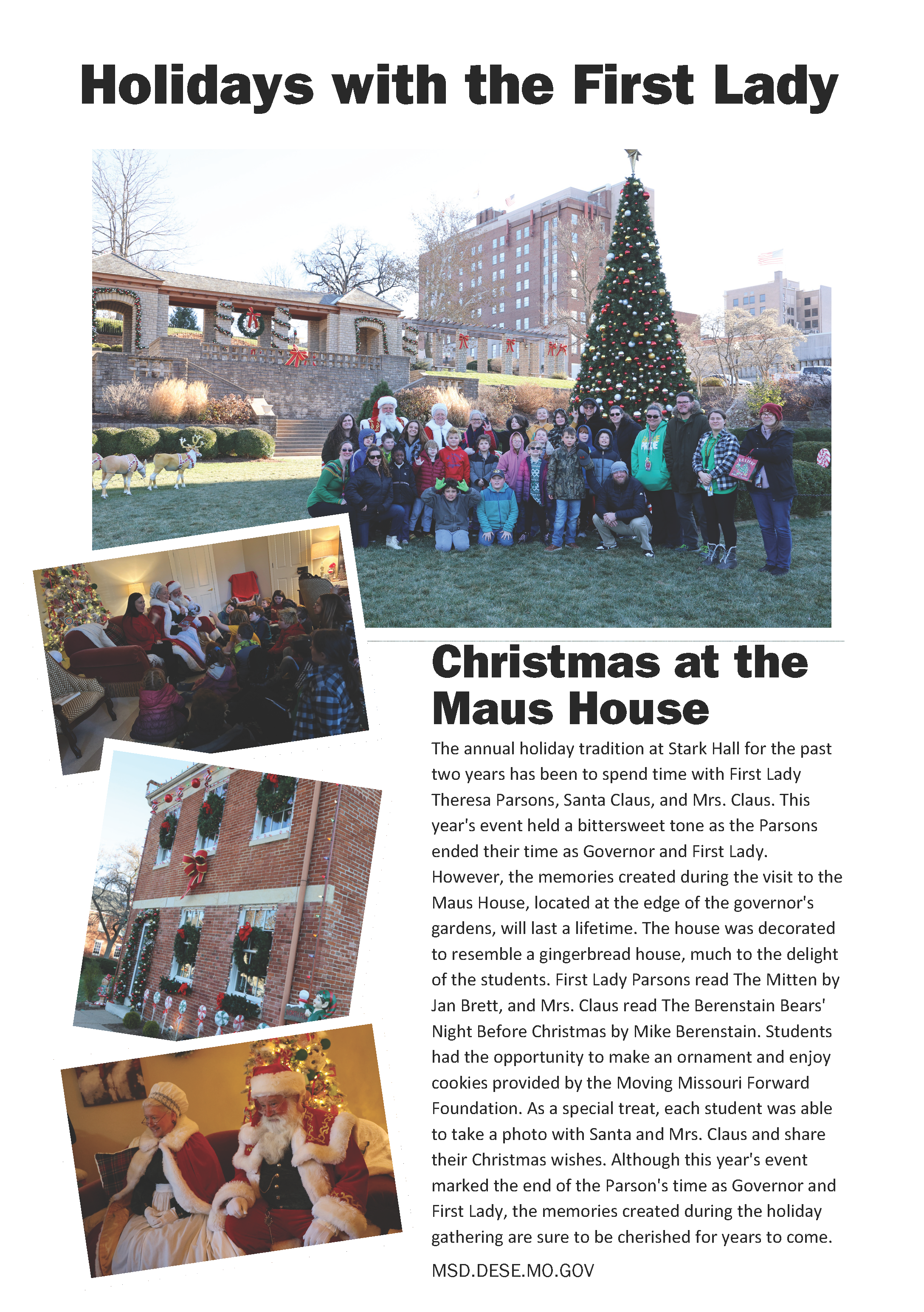 Holidays with the First Lady with photos and a description of the event. For the full story read the article below.