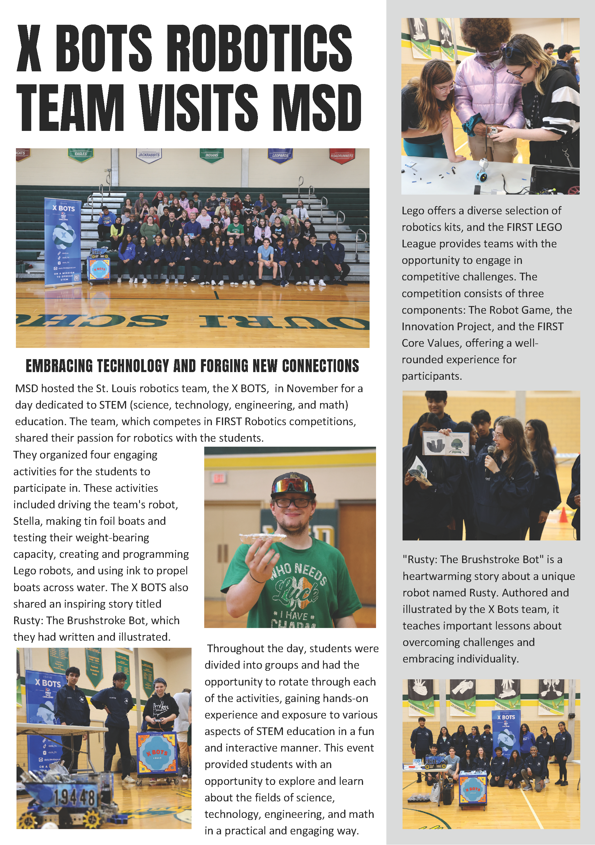 X Bots Robotics team visits MSD, photos and a description of the event. For full story read the article below.