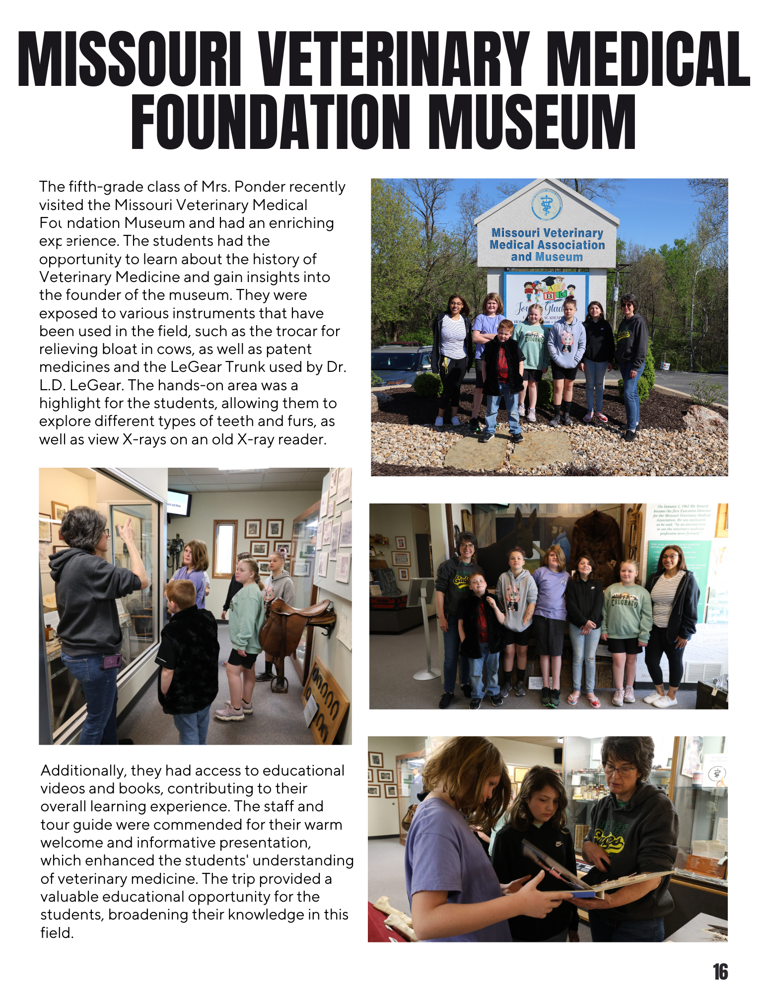 Missouri Veterinary Medical Foundation Museum article and photos.