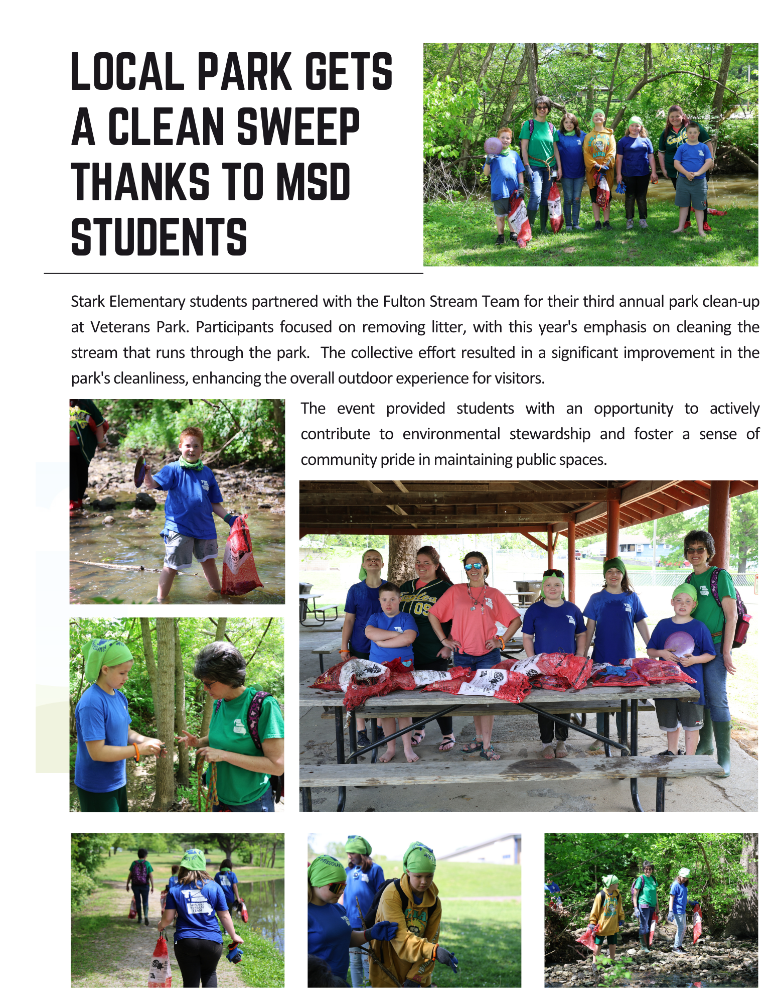 Local Park Gets a Clean Sweep Thanks to MSD Students article and photos. Description in the text below.