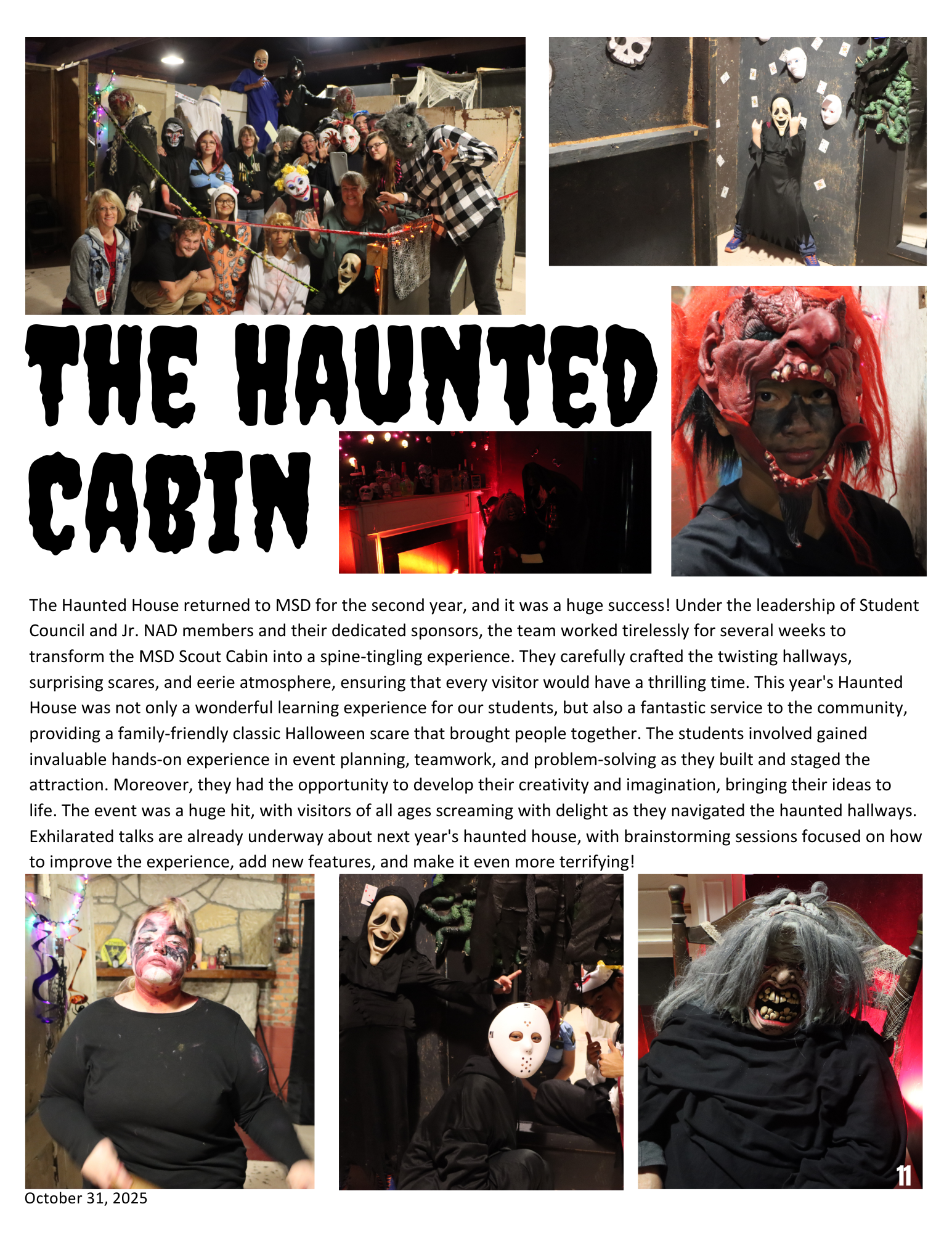 Article on the MSD Haunted House with photos and a paragraph on this years event.