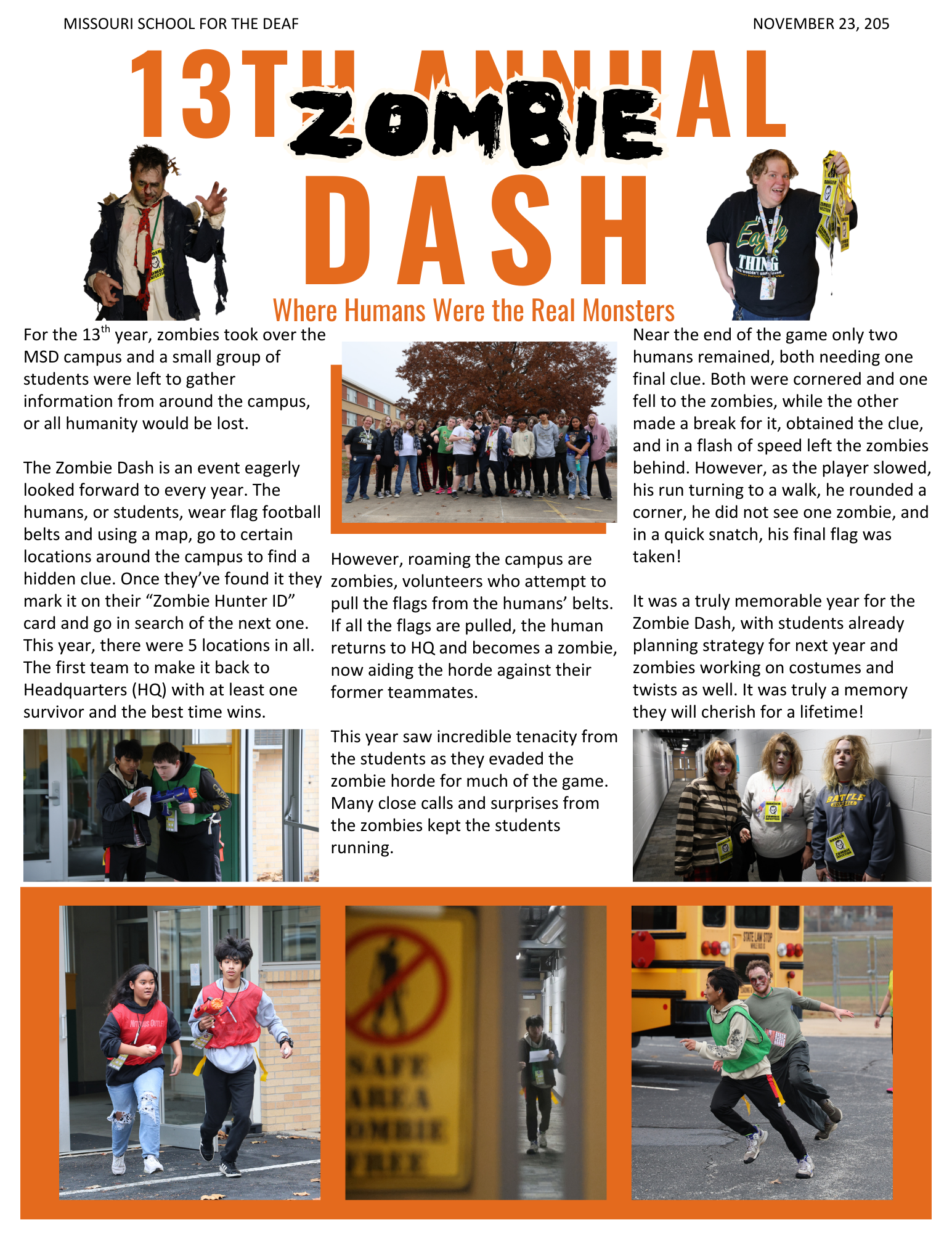 Article on the 13th Annual Zombie Dash including photos.