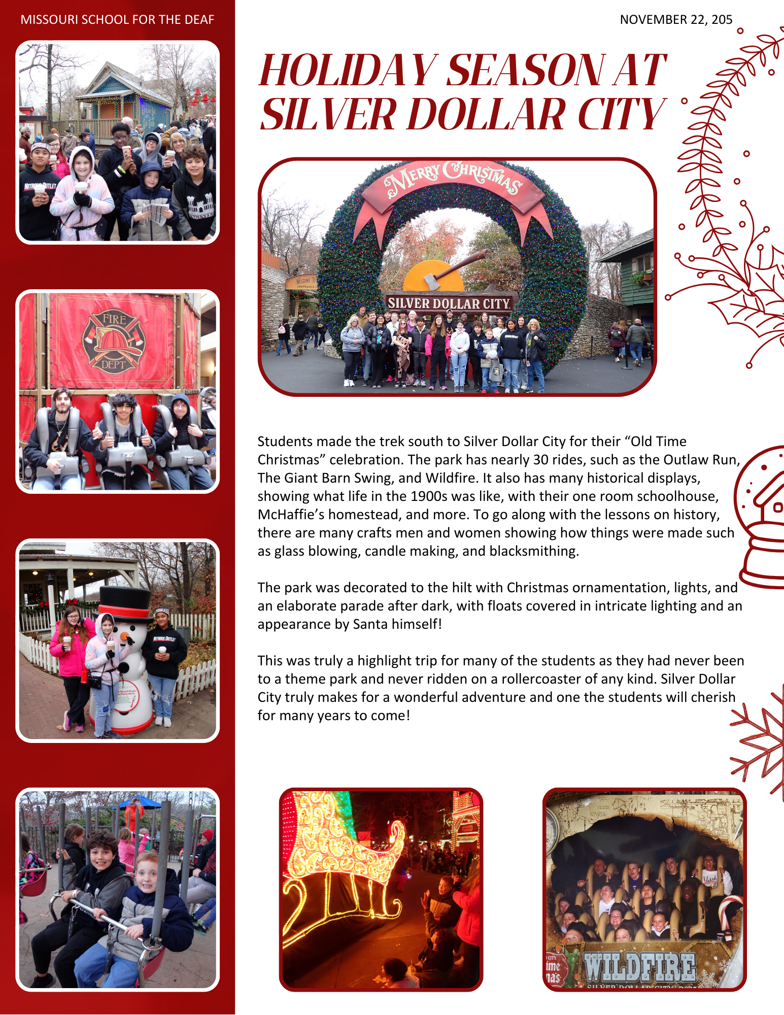 Article on the Holiday Season at Silver Dollar City including photos.