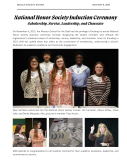 Article on the National Honor Society Induction Ceremony with photos of the event.